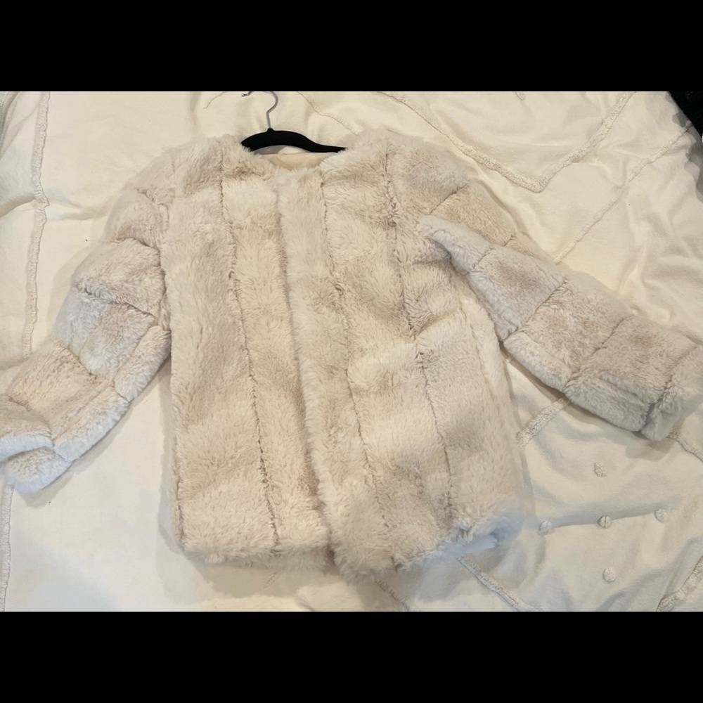 White faux fur jacket
